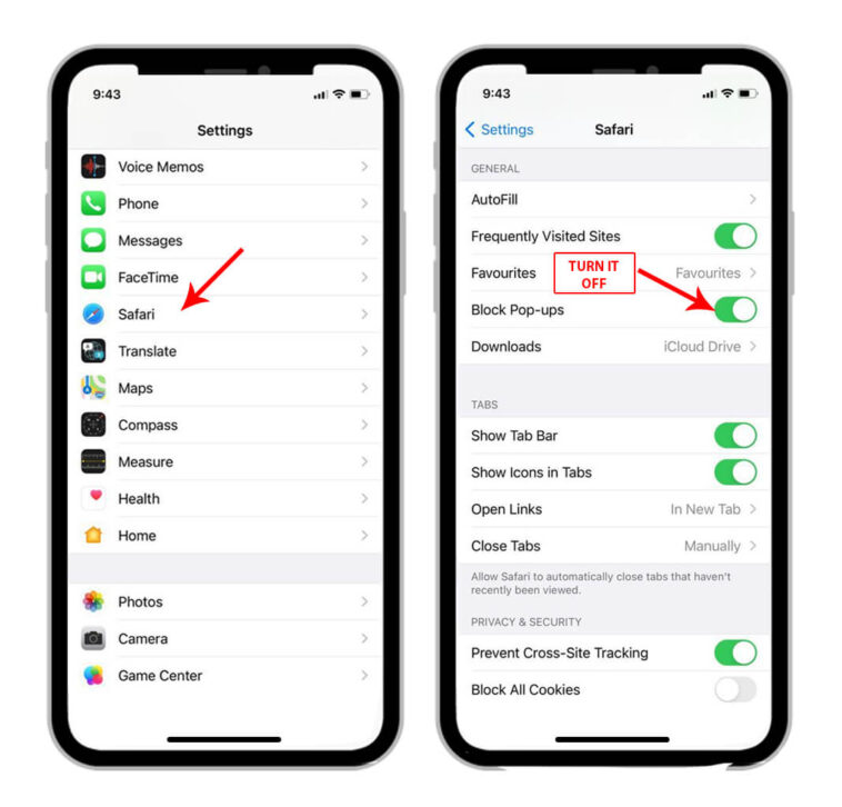 How to Disable PopUp Blocker on iPhone Safari?